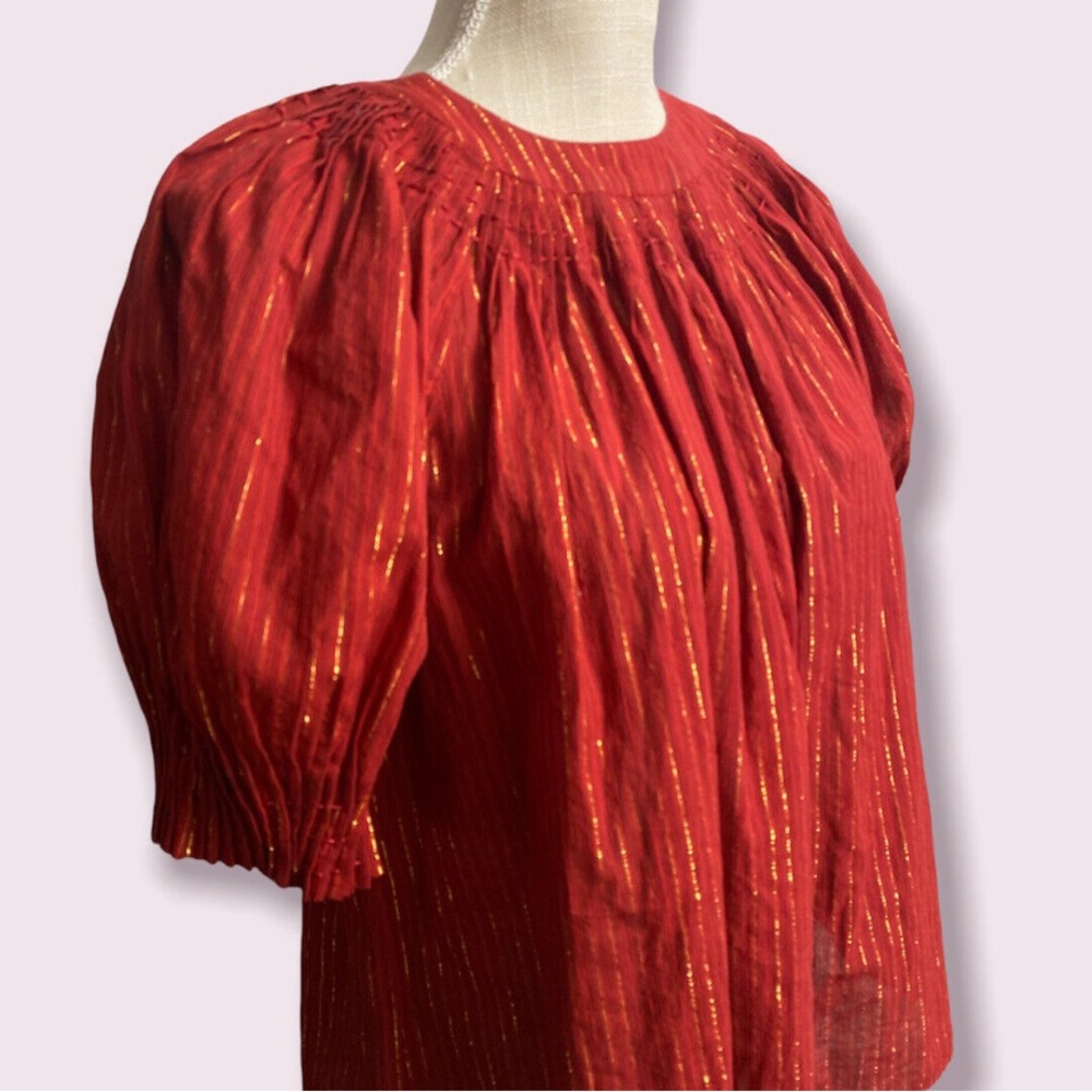 Ulla Johnson. Red peasant top. Size small